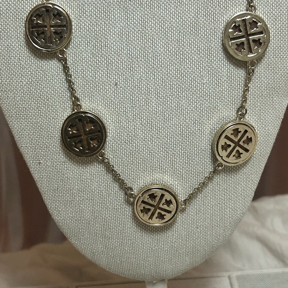Tory Burch Gold and Silver Tone Medallion Necklace - Picture 2 of 4